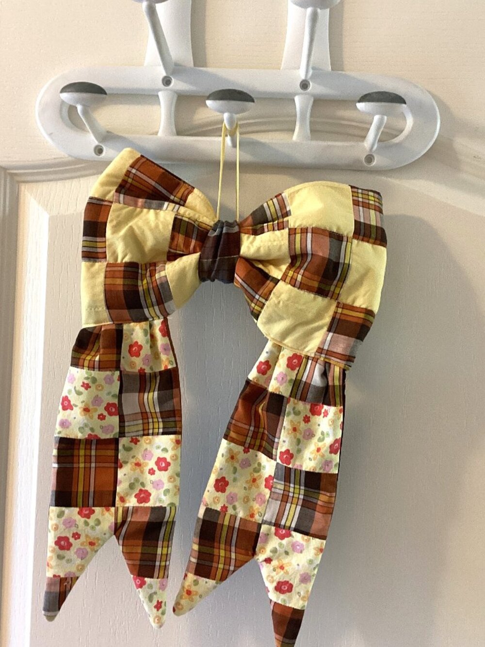 Handmade Quilted Reversible Small Hanging Door Bow Patchwork